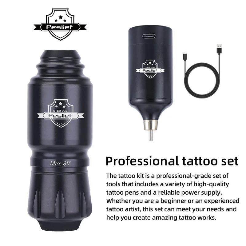 New generation wireless tattoo machine. Complete tattoo kit with 10 tattoo needles suitable for tattooing in many positions.