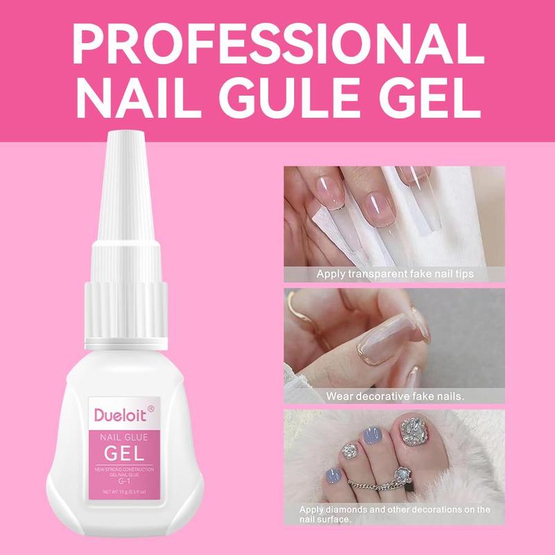 15ml Nail Glue Gel, 2 Counts set Quick Dry Nail Glue, Nail Art Glue, Nail Art & Nail Polish for Women & Girls