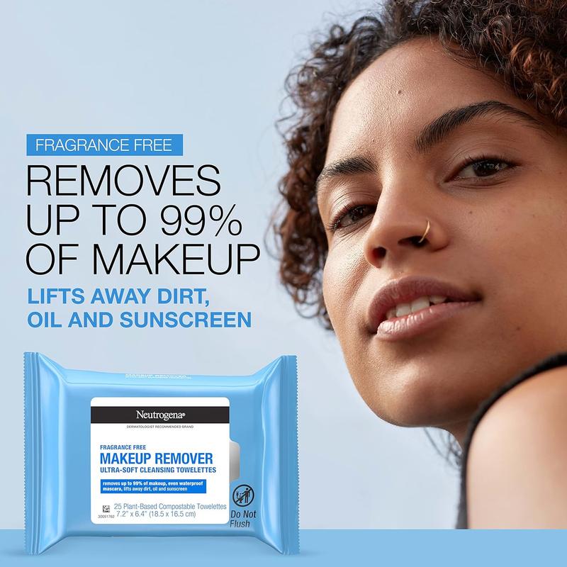 Neutrogena Cleansing Fragrance Free Makeup Remover Face Wipes, Cleansing Facial Towelettes for Waterproof Makeup, Alcohol-Free, Unscented Gentle Daily