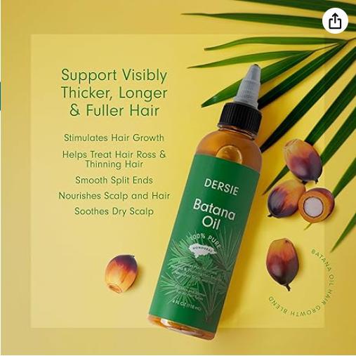 Batana Oil for Hair Growth: Dr Sebi Organic RawBatana Oil from Honduras - 100% Pure & Natural- For Thicker & Stronger Hair - 4 FL 0Z (1 Pack)