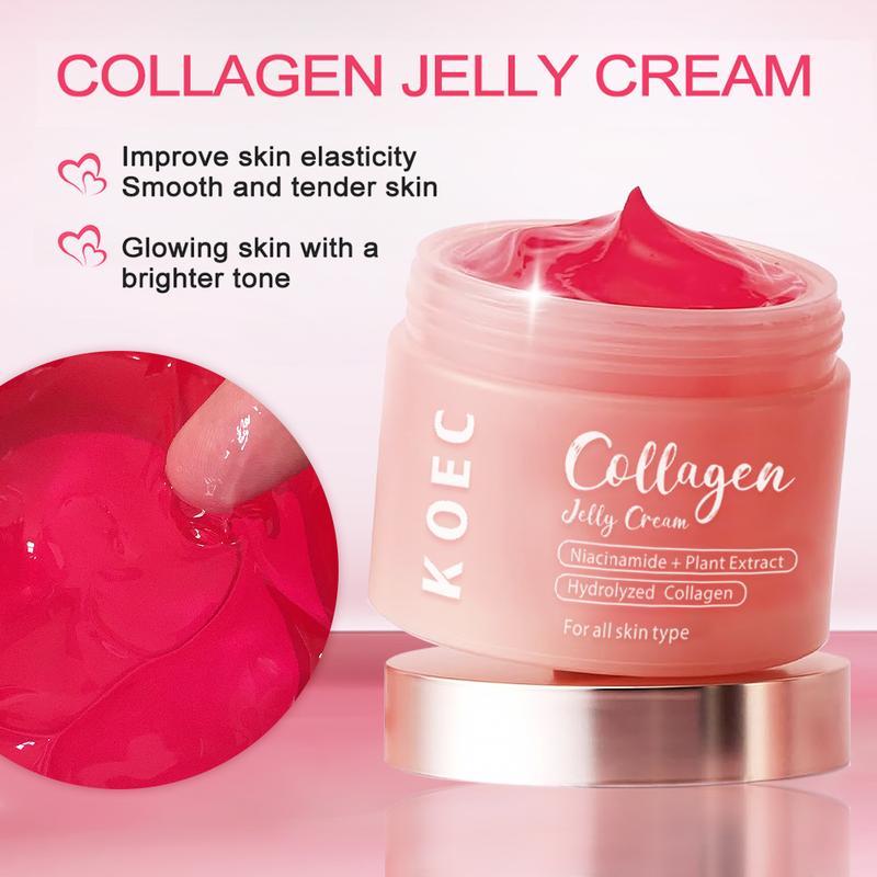 KOEC Official Store] Collagen Niacinamide Jelly Cream (Hydrolyzed Collagen + Niacinamide) - Instant Glow Essence Korea Glass Glow + Reduces Dryness + Suitable for All Skin Types I Facial Moisturizer