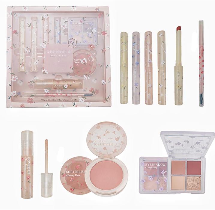 Makeup Kit for Women 8 Pieces Makeup Sets, 4 Color Lipsticks& Eyeshadow, Eyebrow Pencil, Concealer, Blush Palette 8Pcs Gift Box Makeup Bundle Value Set