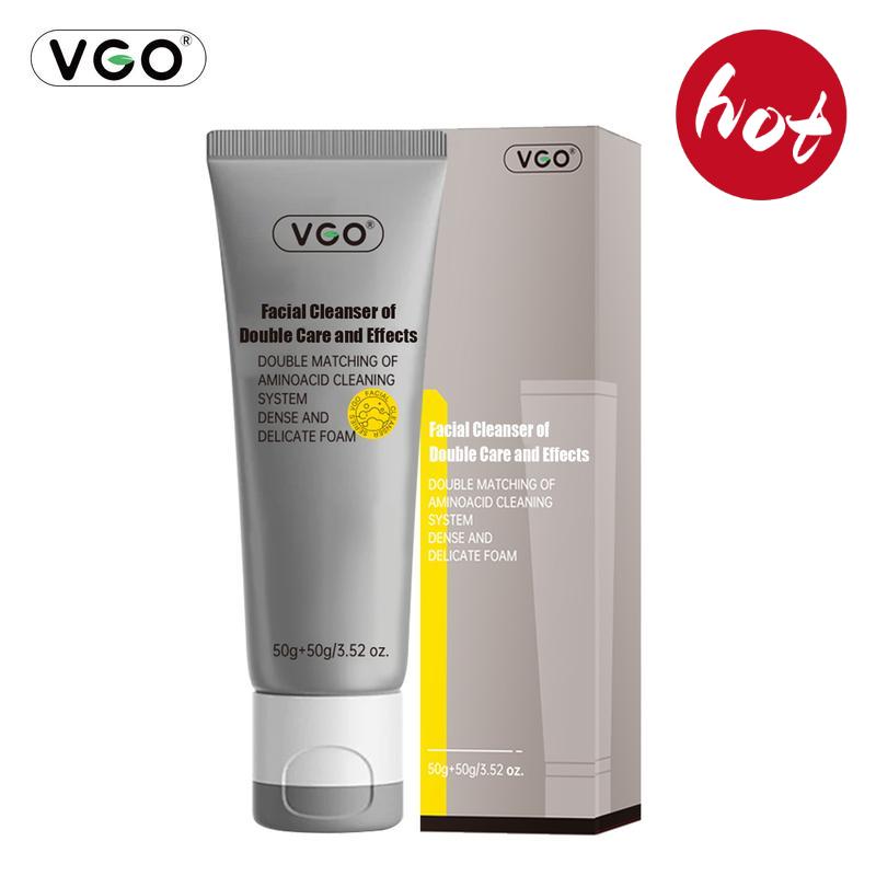 VGO Facial Cleanser of Double Care and Effets 50g All types of skins Cleanse and moisturize-A Cleansing Skincare Gentle Charcoal Daily Foam