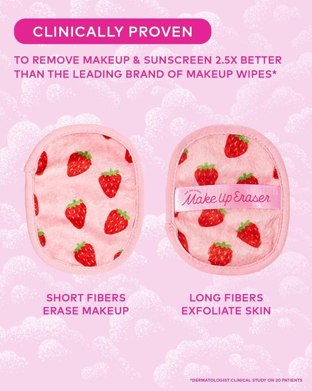 Strawberry Fields 7-Day Set - Erase Makeup with JUST WATER, Reusable & Machine Washable Makeup Remover