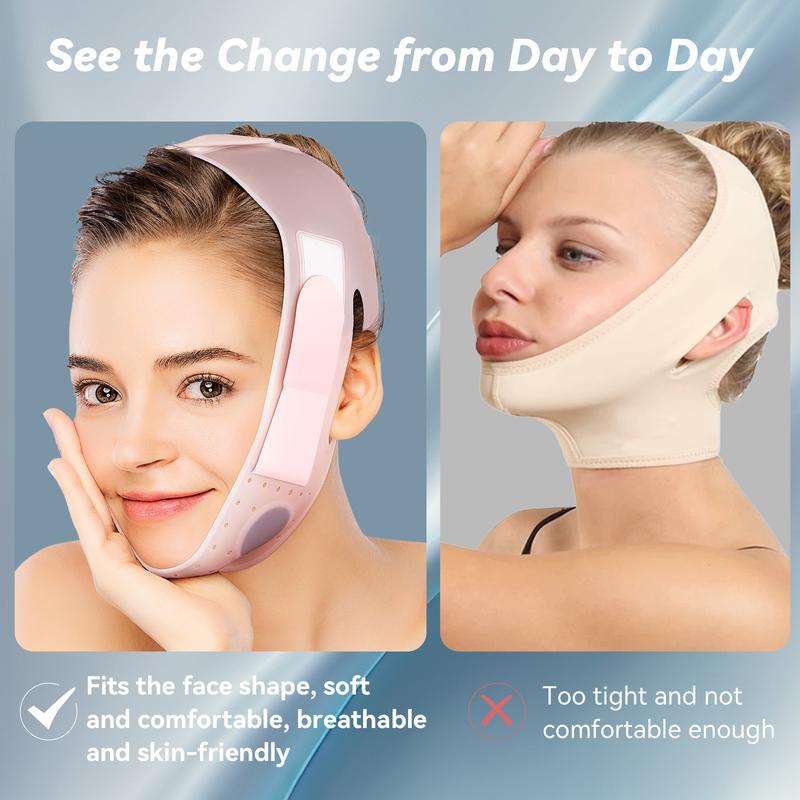 JUSRON V-Line Mask, Chin Up Mask V Shaped Face Mask, Soft Silicone Chin Strap Face Shaper to Removing Double Chin