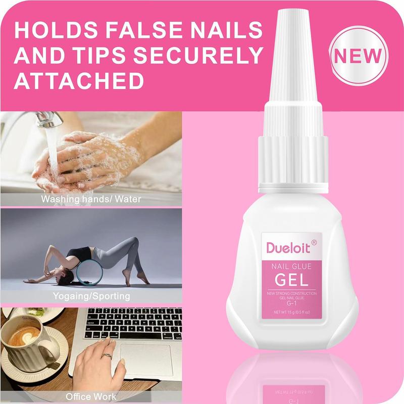 15ml Nail Glue Gel, 2 Counts set Quick Dry Nail Glue, Nail Art Glue, Nail Art & Nail Polish for Women & Girls