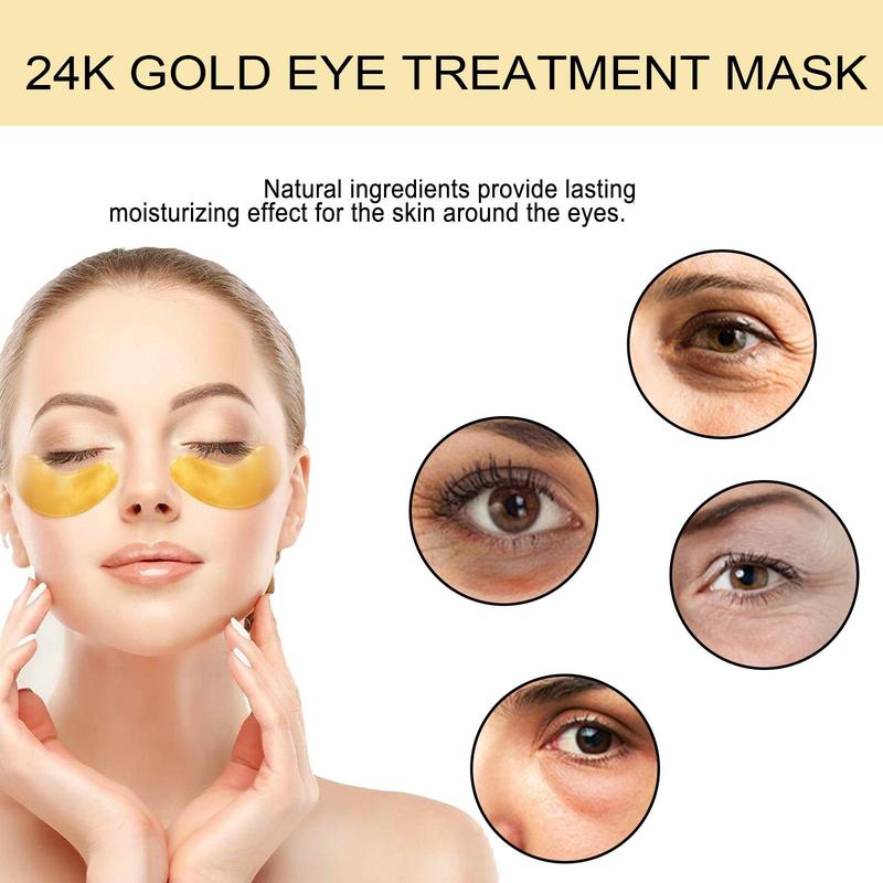 24k Gold Comfort Under Eye Patch, Skincare Moisturizing Eye Mask for Soothing Dry Skin, Hydrating Personal Eye Skin Care Supplies for Daily Use, Summer Skin Care Products Gold Under