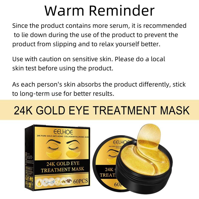 24k Gold Comfort Under Eye Patch, Skincare Moisturizing Eye Mask for Soothing Dry Skin, Hydrating Personal Eye Skin Care Supplies for Daily Use, Summer Skin Care Products Gold Under