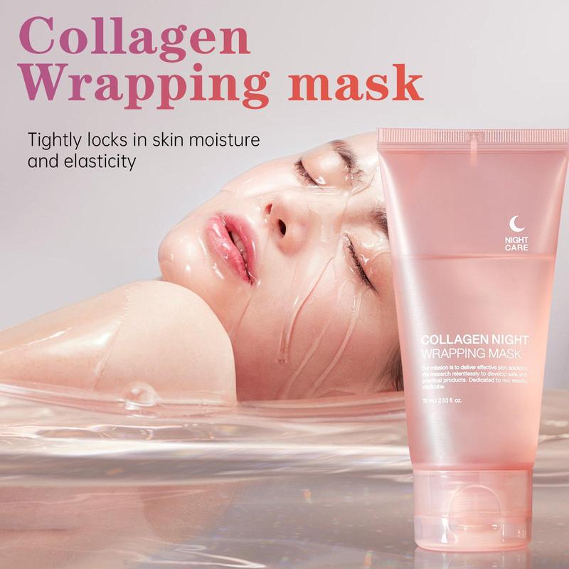 Collagen Overnight Wrapping Peel Off Mask, 3 Boxes Moisturizing Facial Mask, Gentle Cleaning Facial Mask, Hydrating Facial Skin Care Product for Women & Men, Christmas Gift