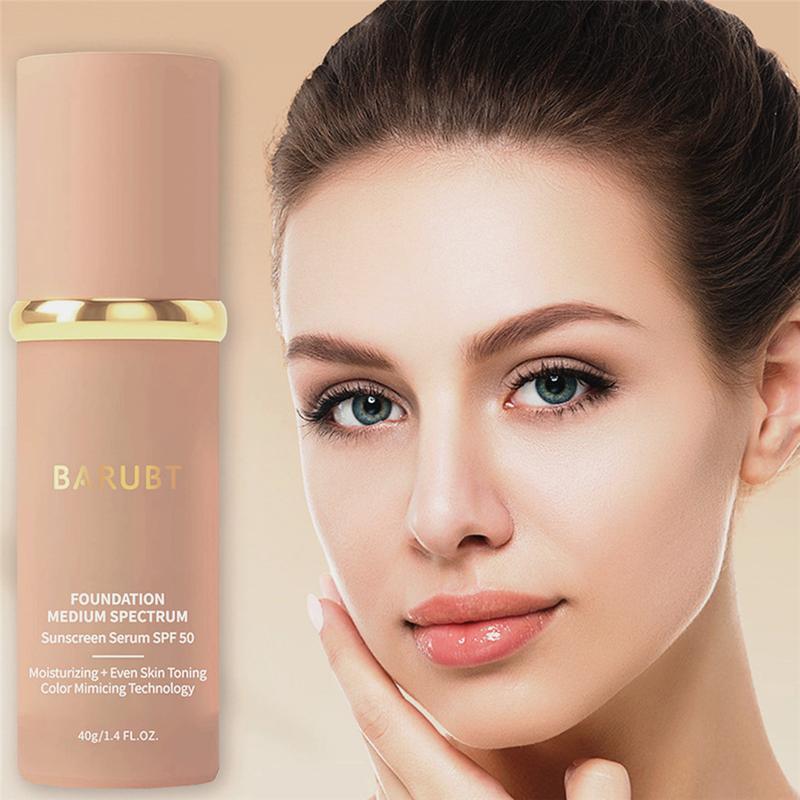 Sun Protection,4 in 1 Light Spectrum,Suncreen, 4 in 1 Foundation Sunscreen,  Liquid-Foundation 4 In 1 Medium Spectrum, Skincare,Hydrating Medium Full Coverage Concealer with SPF 50+,