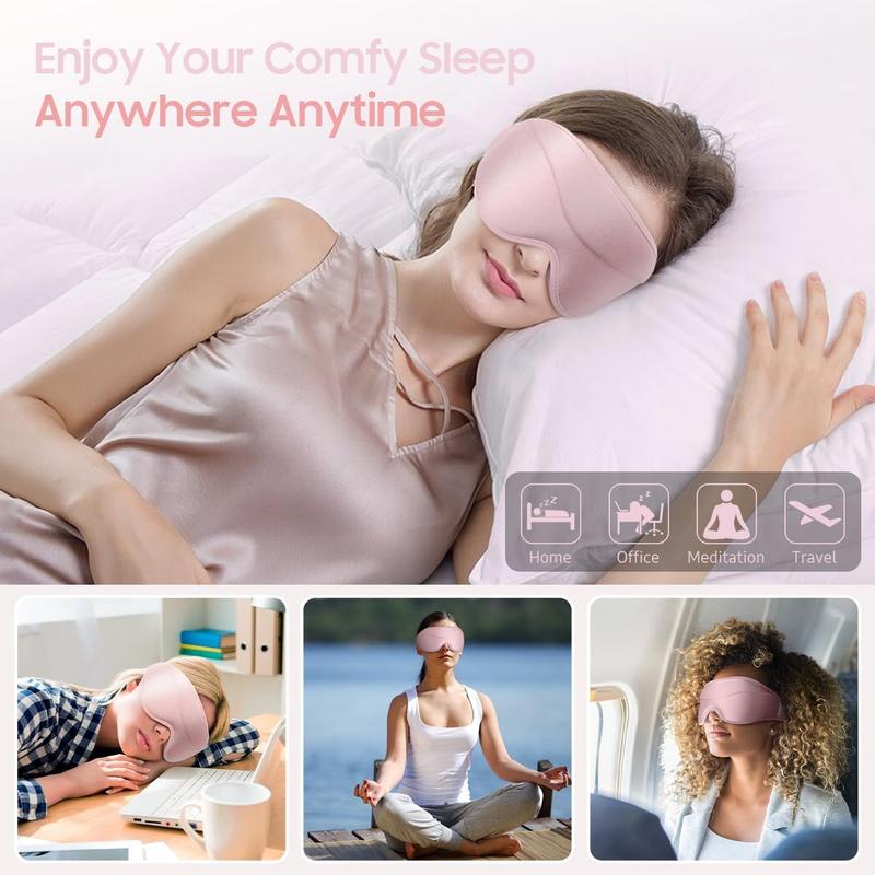 Sleep Mask, Premium Eye Mask for Sleeping, Total Blackout, Superior Soft Comfort, Upgraded 3D Ergonomic Designed Sleeping Mask for Home, Office, Travel, Meditation, Yoga, Pink