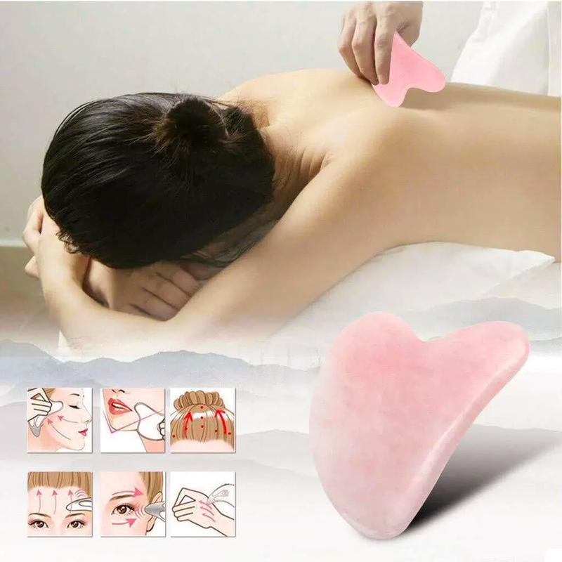 Pink Gua Sha Jade Stone Massage Tool – Face, Body, Neck & Eye Treatmen