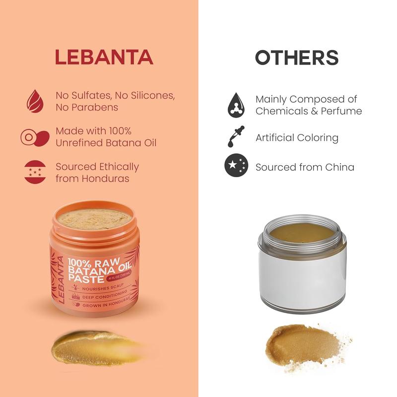 [HOT PRODUCT 2024] LEBANTA Raw Batana Oil for Hair Growth - 100% Pure, Organic 4oz Batana from Honduras for Thick and Strong Natural Hair - Dr. Sebi Unrefined Cold Pressed Cosmetic Scalp Mask for Men & Women (1 Pack)