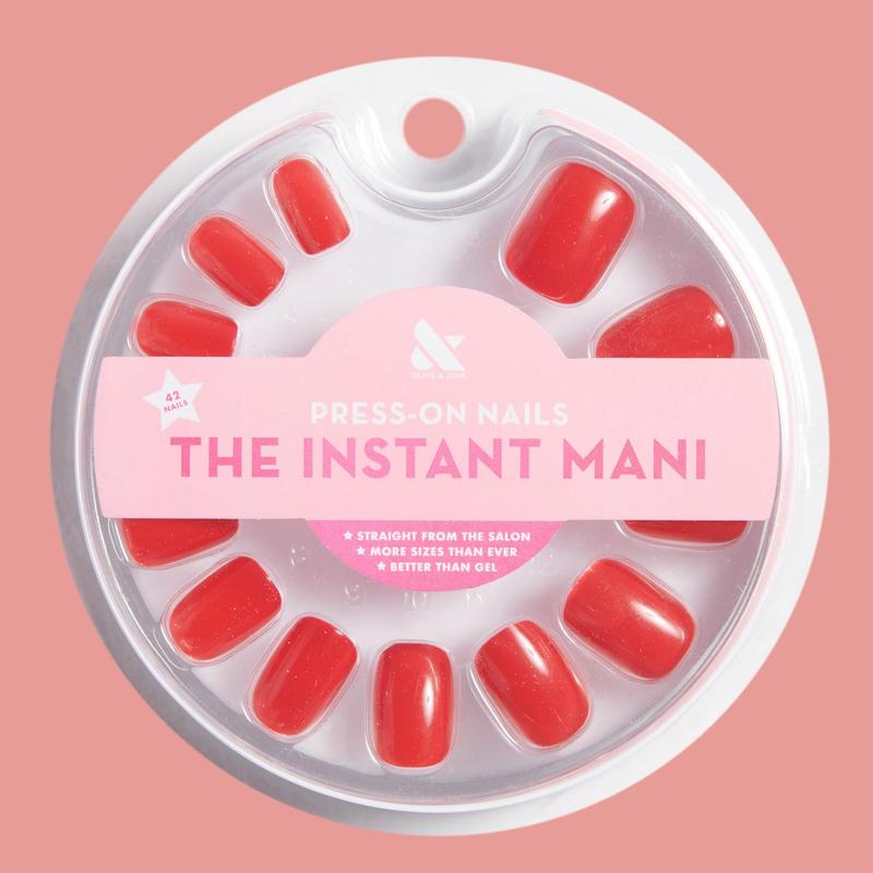 CV | Squoval | Extra Short red press-on nails