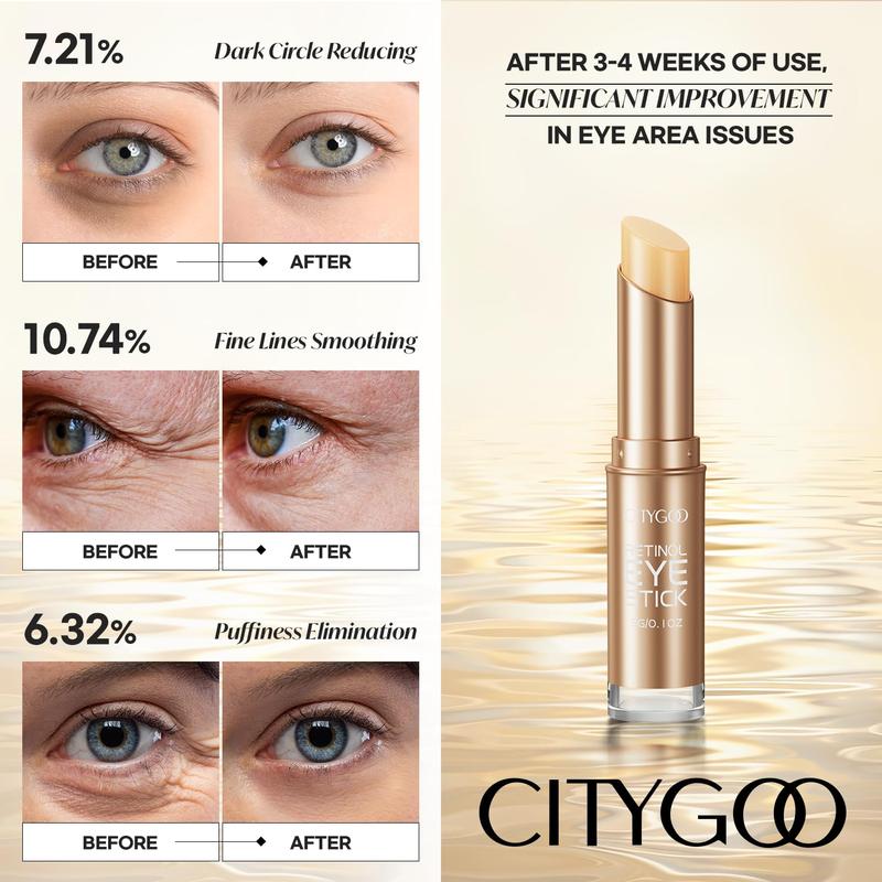 CITYGOO Retinol Eye Stick With Collagen & Hyaluronic Acid, Reduces Dark Circles, Wrinkles, Puffiness, Bags, Fine Lines, Anti-Aging Eye Cream