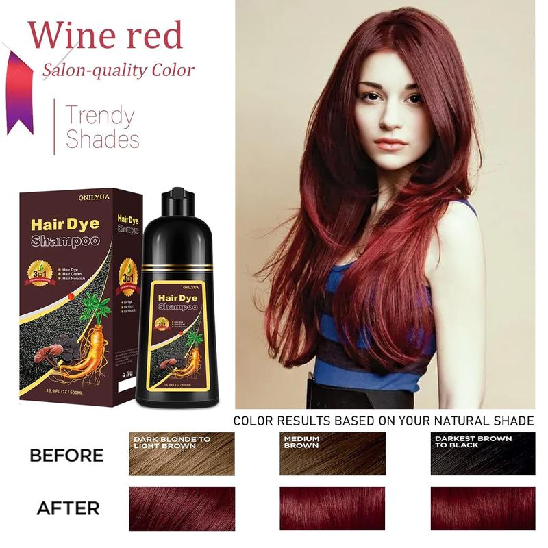 Onilyua Wine Red Hair Dye Shampoo, Natural Hair Color Shampoo for All Hair Types, Champu con tinte para canas, Long Lasting Shampoo ,Haircare