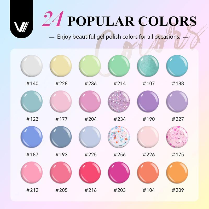 42 Pcs Gel Nail Polish Kit with U V Light 24 Popular Colors Gel Nail Polish Set Green Blue Purple Pink Orange Complete Gel Nail Kit with Manicure Tools Gifts for Women DIY at Home