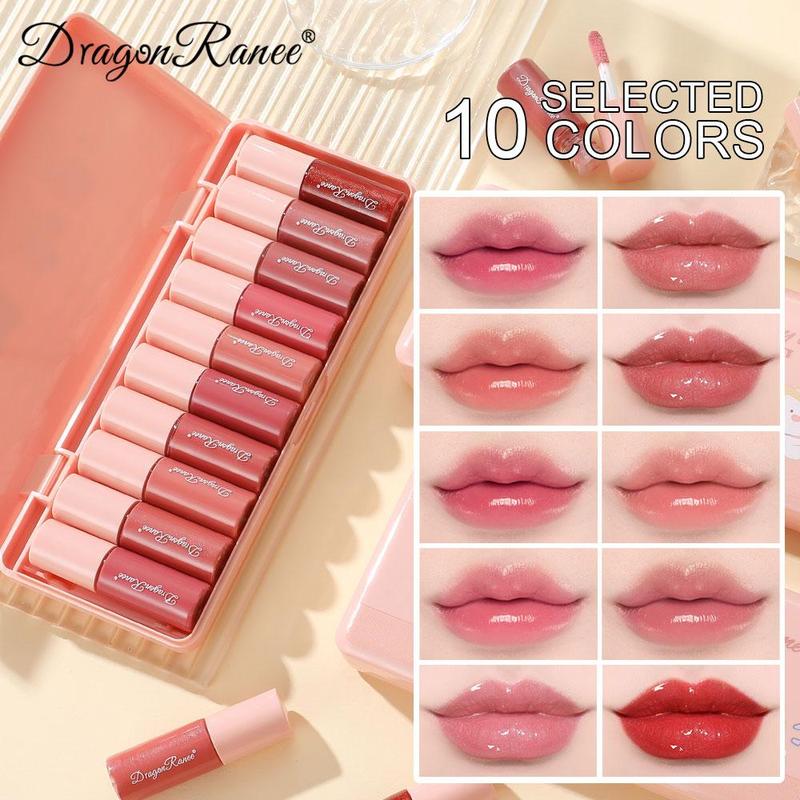 Bear Pattern Long-lasting Comfort Lip Gloss Set, 10pcs set Easy Coloring Glossy Lip Sticks, Makeup Accessories, Lip Cosmetic for Gift, Summer Gift