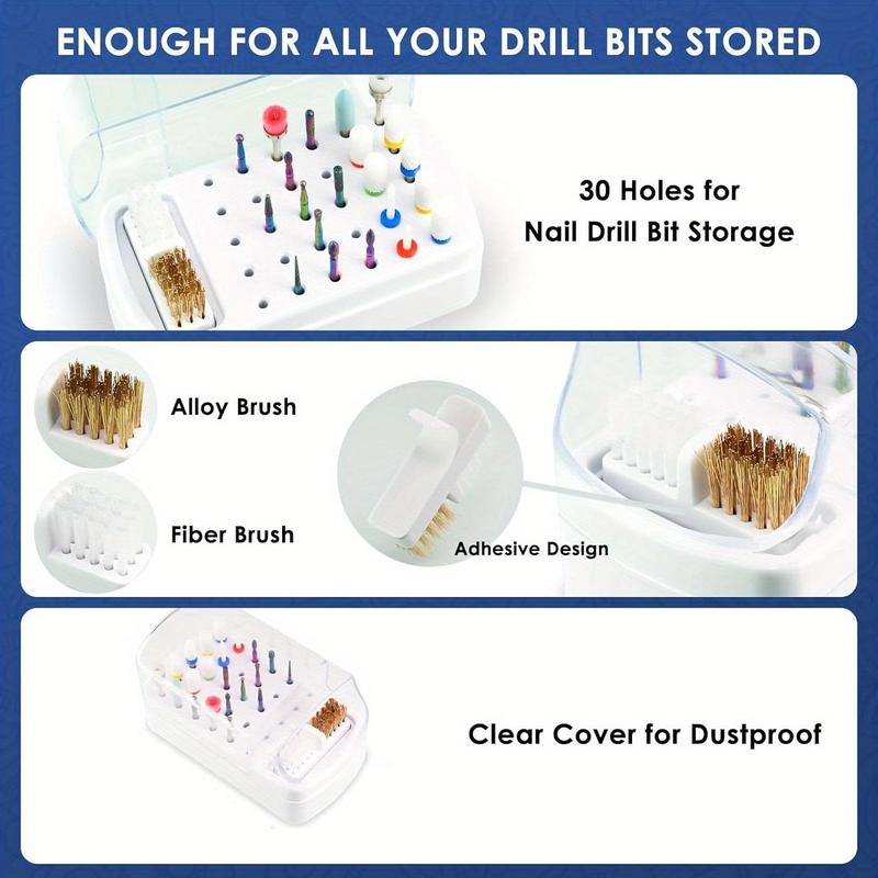 Nail Drill Bits Set with Nail Drill Holder Case, 21pcs set Diamond Cuticle Electric Nail File & Ceramic Acrylic Gel Nail Bit Kit, Manicure Pedicure Tool