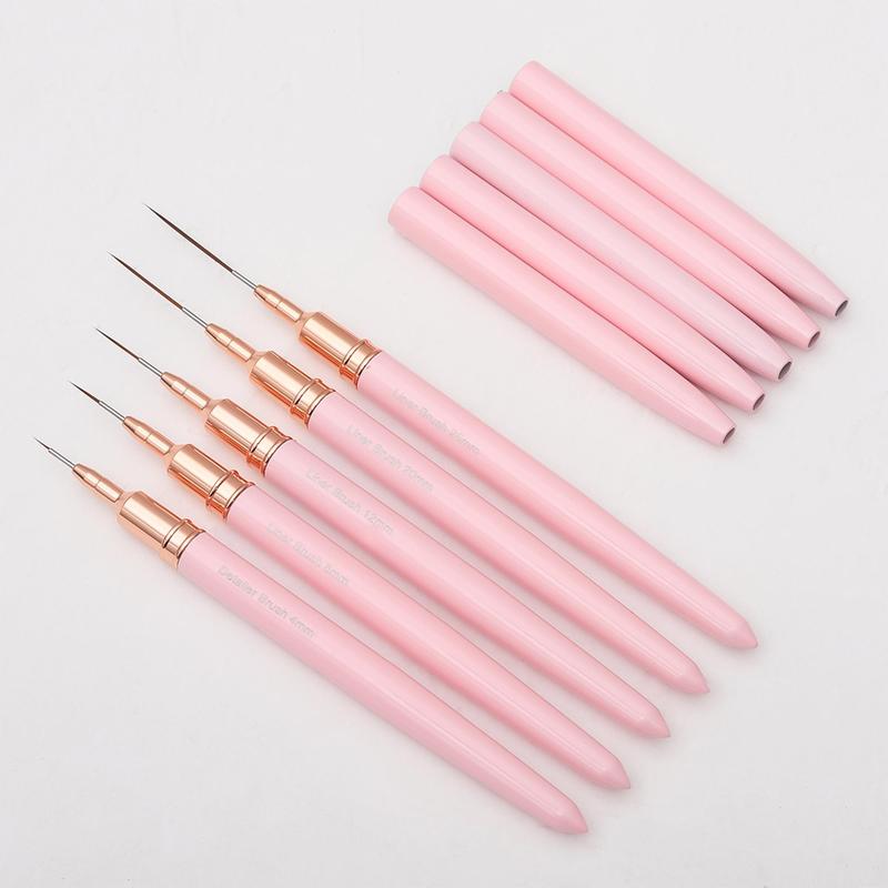 Summer Nail Art Brush Set, 5 Counts Nail Art Brushes for Gel Nail Polish, Nail Art Painting Pen, Nail Art Brush for Nail Art Sizes 4 8 12 20 25mm, Nail Supplies, Christmas Gift