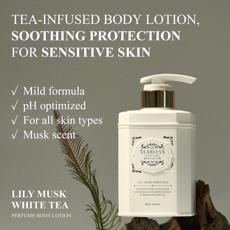 Perfume Body Lotion for Women Lily Musk White Tea (16.93oz 480ml) - Hydrating Vegan Moisturizer for Sensitive Dry Skin - Korean Skin Care - Gentle, Soothing, Non-Greasy, Fragrance, Floral Musk Scent