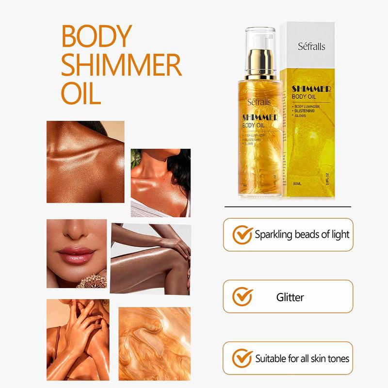 Body Shining Oil, Glossy Body Oil for Party Daily Use, Multi-use Face Body Cosmetic Oils for Women & Men, Christmas Gift