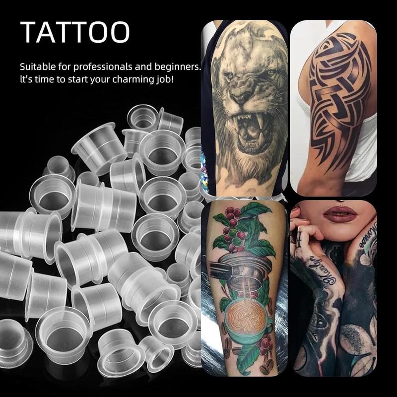 Tattoo Ink Caps, ATOMUS 300pcs Mixed Tattoo Ink Cups Small Medium Plastic Tattoo Microblading Pigment Ink Cups Holder Cosmetics