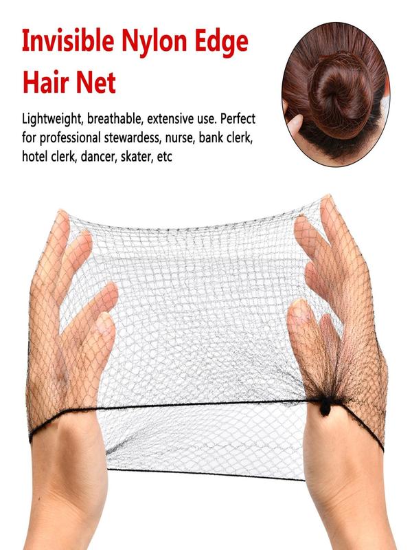 Solid Color Elastic Hair Net, 10pcs Invisible Hair Net Grid Close-up, Lightweight, Breathable, Extensive Use, Perfect for Professional Stewardess, Nurse, Bank Clerk