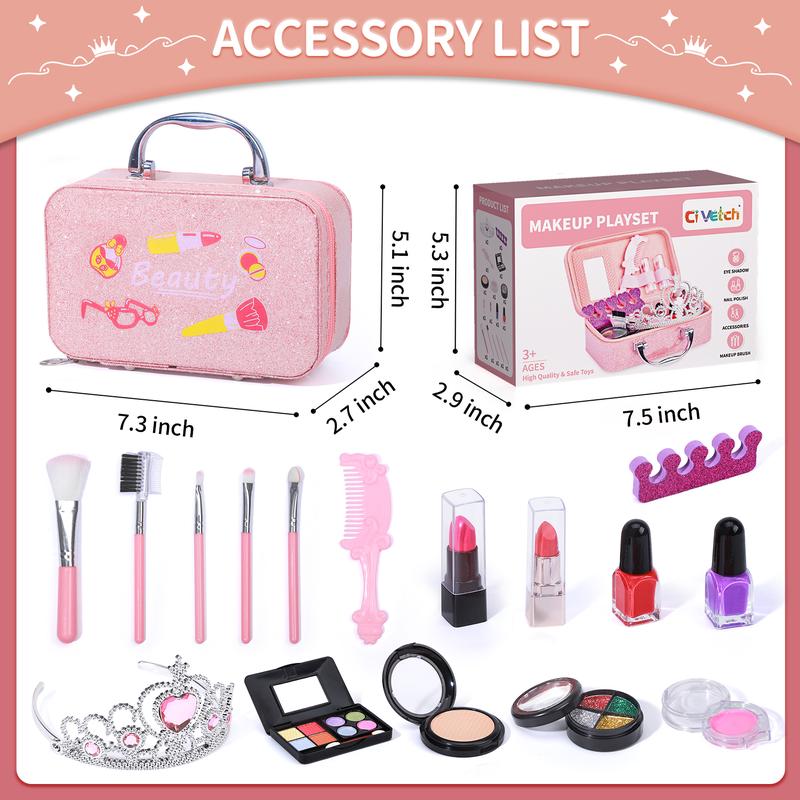 Make Up Kit, Pretend Play Toy Makeup Set Birthday, Makeup Kit, 52 Pcs Pretend Makeup