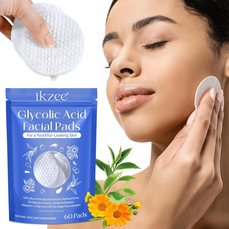 Glycolic Acid Facial Pads, 60pcs set Oil Control Facial Pads, Skin Smooth Facial Cleansing Pads, Facial Skin Care Product for Women & Men