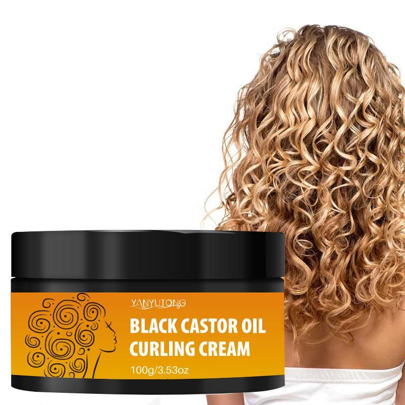 Black Castor Oil Curling Cream, Long Lasting Moisturizing Hair Cream, Hair Care & Styling Product for Women & Men, Christmas Gift