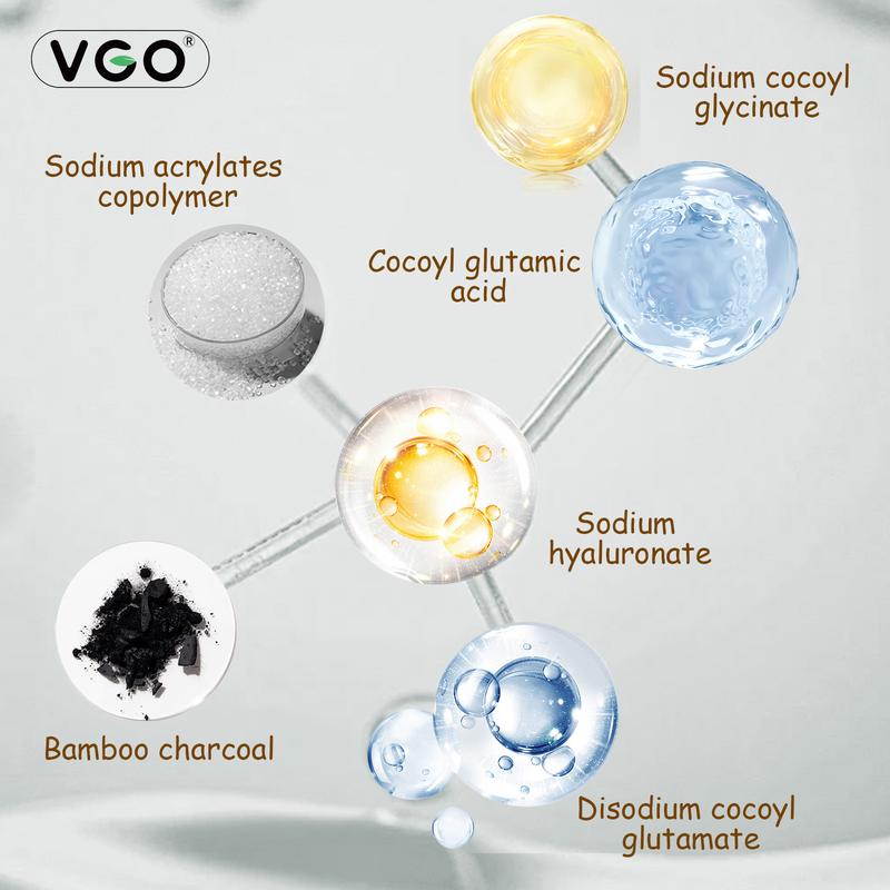 VGO Facial Cleanser of Double Care and Effets 50g All types of skins Cleanse and moisturize-A Cleansing Skincare Gentle Charcoal Daily Foam