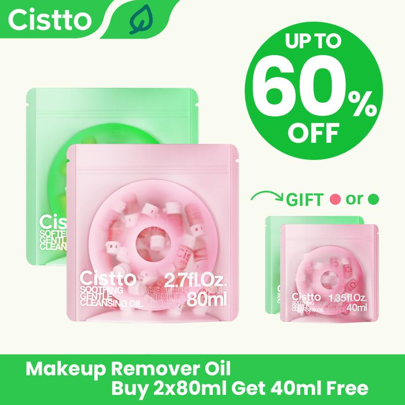 Cistto Natural Cleansing Oil – Best for Sensitive & Acne-Prone Skin, Waterproof Makeup Remover Oil – Nourishing & Gentle!, Travel-Friendly  2ml*20 or 40 Capsules, Antioxidant Fresh-Seal, Non-comedogenic ，Fragrance and Colorant Free！