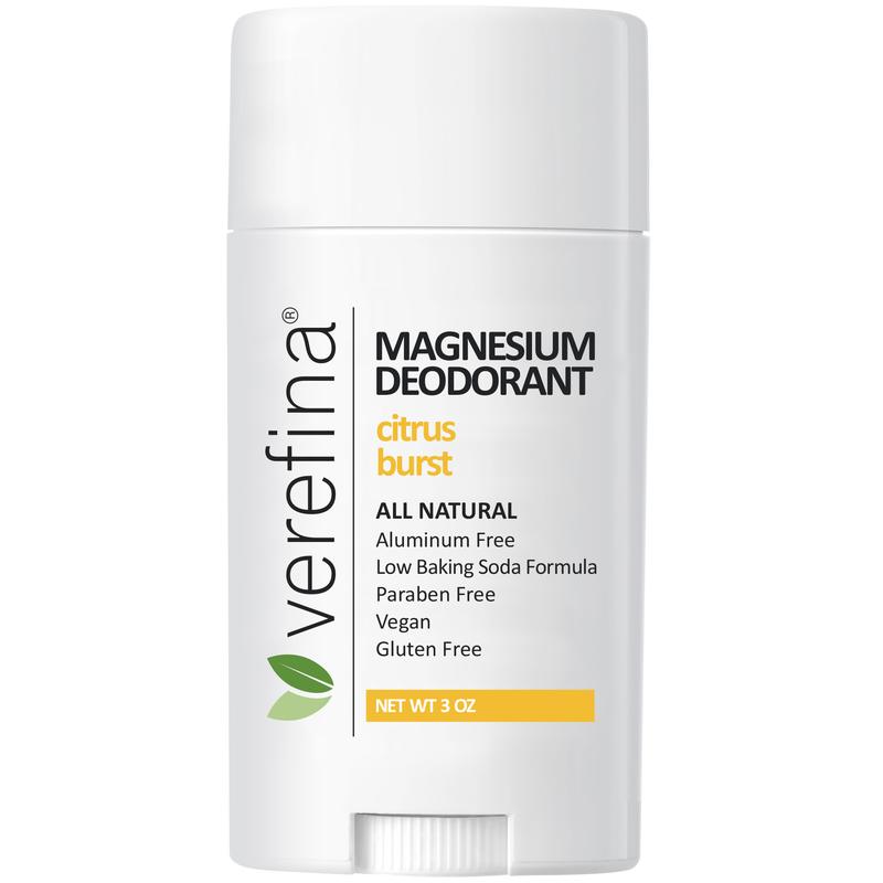 Citrus Burst Magnesium Deodorant by Verefina – Aluminum-Free, Vegan, for Sensitive Skin with Shea, Cocoa Butter and Coconut Oil