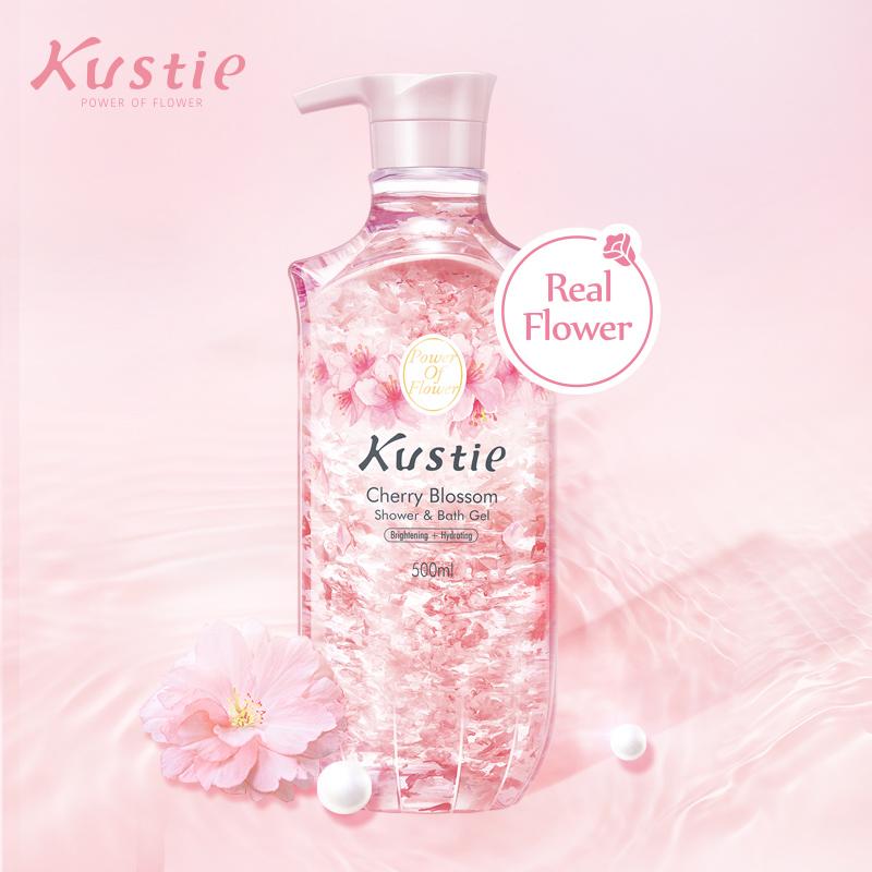 Kustie Real Flower Bodywash with pump shower gel , gentle and clean Body Care-17oz 3.38OZ body soap ,HolidayGifts Foam Nourishing