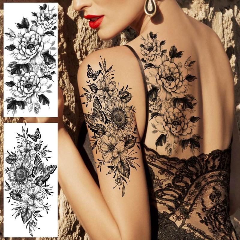 Tiger & Flower & Skull Pattern Temporary Tattoo Sticker, 67pcs Waterproof Fake Tattoo Decals, DIY Body Art Sticker for Women & Men