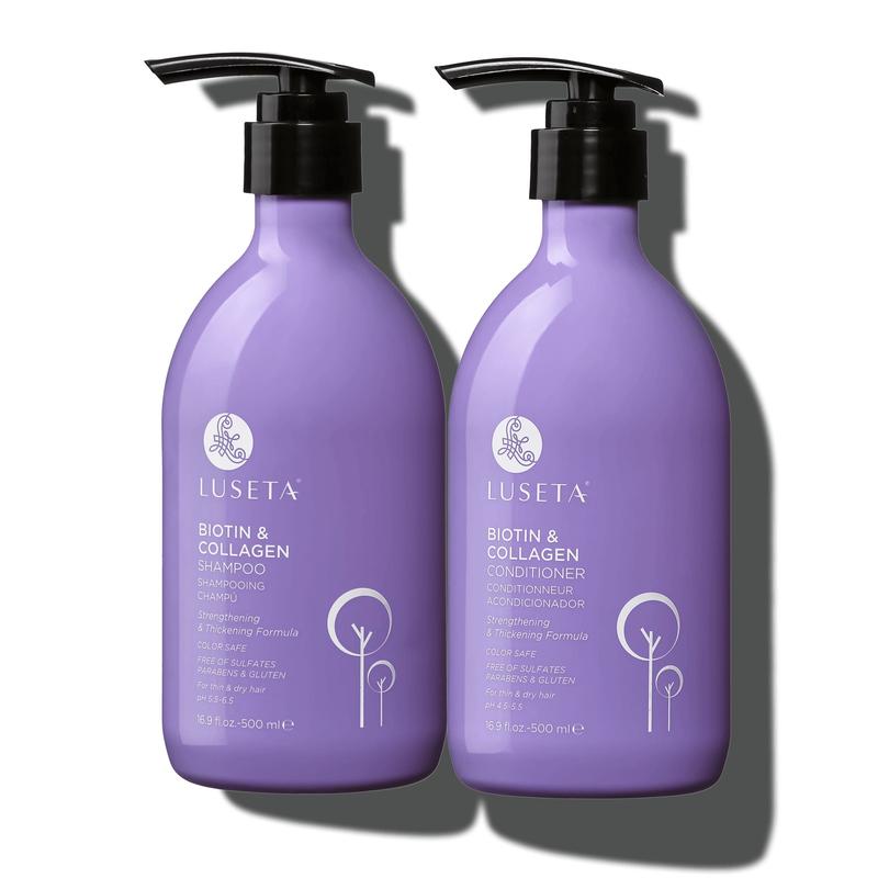 Luseta Biotin & Collagen Shampoo & Conditioner for Pro Growth - Thickening Shampoo for Thinning Hair and Hair Loss - Infused with Argan Oil to Repair DamagedDry Hair - Sulfate Free Paraben Free-2 x 16.9 fl oz