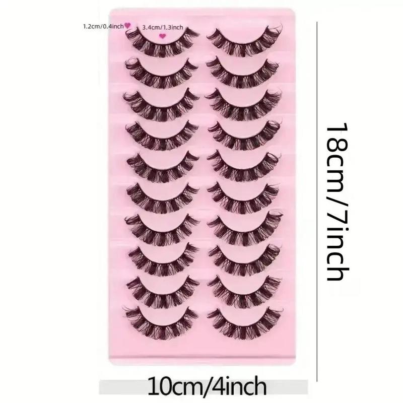 Fluffy False Eyelashes, 10 Pairs Natural D Curling Eye Makeup Strip Lashes, Full Volume Faux Eyelashes for Lashes Extensions, Lash Clusters Kit, Eyelash Extensions, Christmas Makeup Products