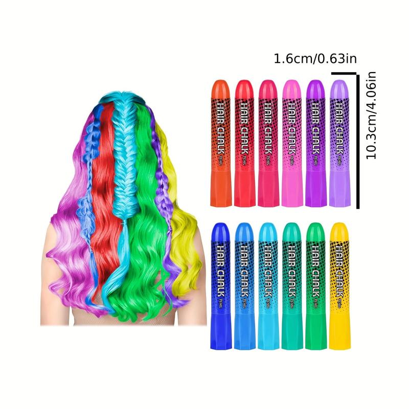 Colorful Hair Chalks for Girls, 12pcs set Temporary Multicolor Hair Chalk Pen, Great Toy for Kids Age 5 6 7 8 9 10 11 12 13 Years Old