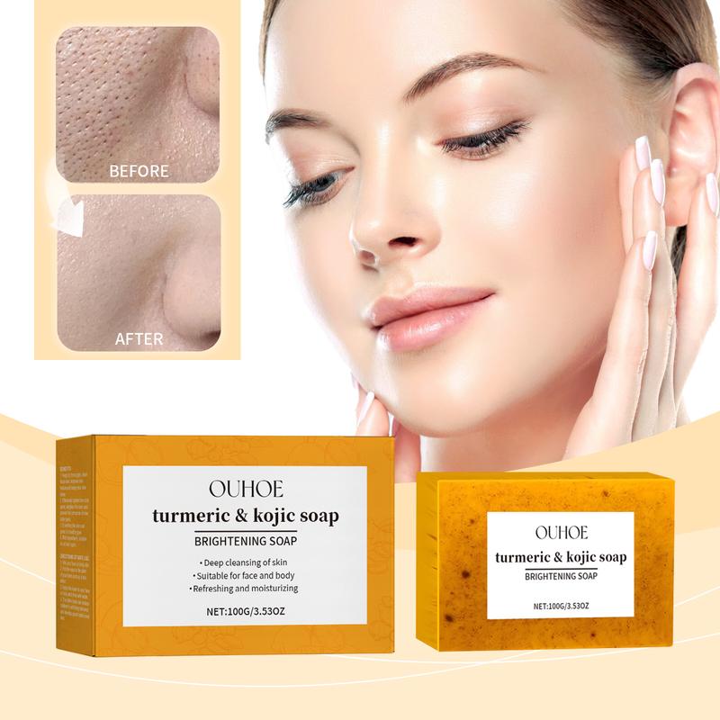 OUHOE lemon turmeric soap gently cleans the skin, moisturizes, replenishes water, and washes the face and body care soap Facial Foam