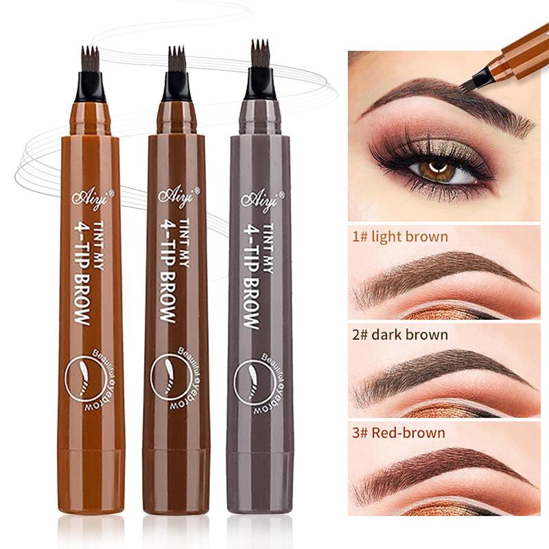 4 Fork Tip Liquid Eyebrow Pencil, 1 Count Waterproof Long Lasting Eyebrow Pen, Brow Styling Brush, Brow Shading & Filling Pencil, Eyebrow Pen, 4 Point Eyebrow Pencil Waterproof Eye Brown Makeup, Eye Brow Pen Cosmetic for Women