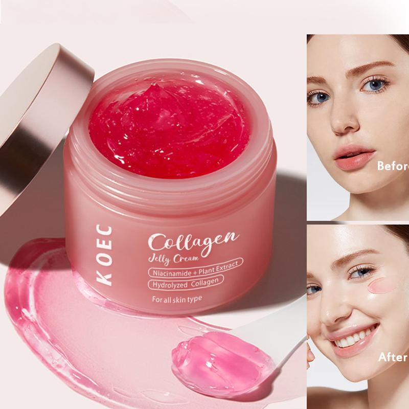 KOEC Official Store] Collagen Niacinamide Jelly Cream (Hydrolyzed Collagen + Niacinamide) - Instant Glow Essence Korea Glass Glow + Reduces Dryness + Suitable for All Skin Types I Facial Moisturizer