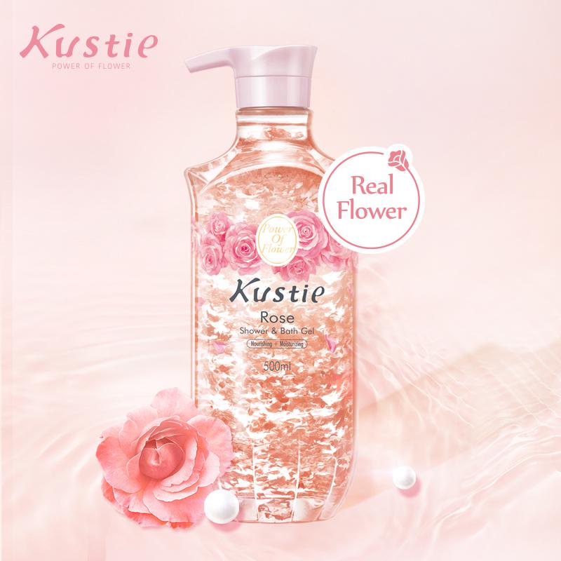 Kustie Real Flower Bodywash with pump shower gel , gentle and clean Body Care-17oz 3.38OZ body soap ,HolidayGifts Foam Nourishing