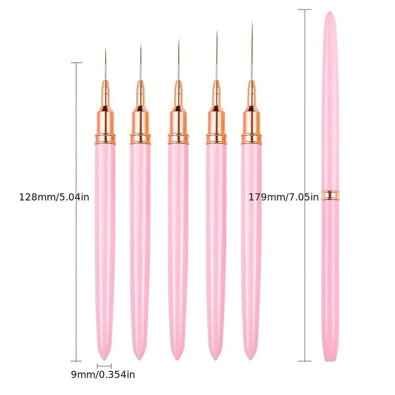 Summer Nail Art Brush Set, 5 Counts Nail Art Brushes for Gel Nail Polish, Nail Art Painting Pen, Nail Art Brush for Nail Art Sizes 4 8 12 20 25mm, Nail Supplies, Christmas Gift