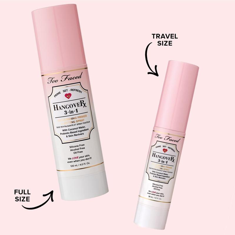 Too Faced Travel Size Hangover 3-in-1 Hydrating Brightening Replenishing Primer & Setting Spray