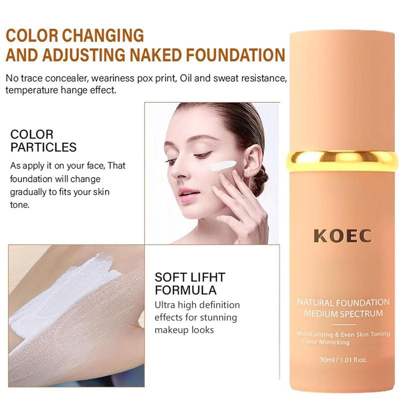 KOEC 4 In1 Concealer Coverag Liquid Foundation, Hydrating Nourishing and LonglastingFormula with Medium Coverage,  Natural Looking Finish Makeup Clear