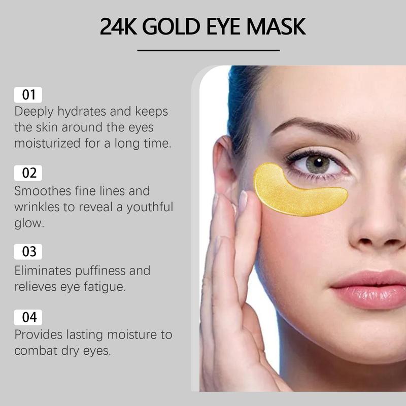 24k Gold Eye Mask, 1 Box Moisturizing Eye Mask, Eye Care Product for Women & Men, Hydrating Eye Mask, Eye Care Product for Daily Use