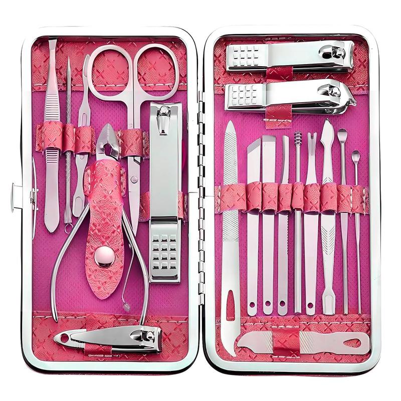 Manicure Set - 19 in 1 Professional Nail Clippers Pedicure Kit, Manicure Tool Kit, Stainless Steel Facial Grooming Set Kit, Gift Idea for Women, Men, Girls, Teens, Black