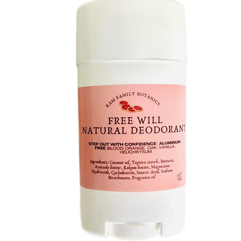 Free Will All Natural Aluminum Free Deodorant Blood Orange Vanilla Organic Body Care