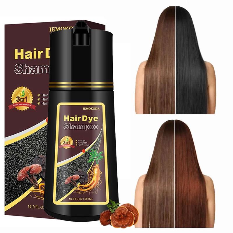 3-in-1 instant hair color shampoo, Quick hair dye,hair care,Fruity aroma-Black & Brown-Color–Plan+ Men's and Women's Gray Hair Shampoo